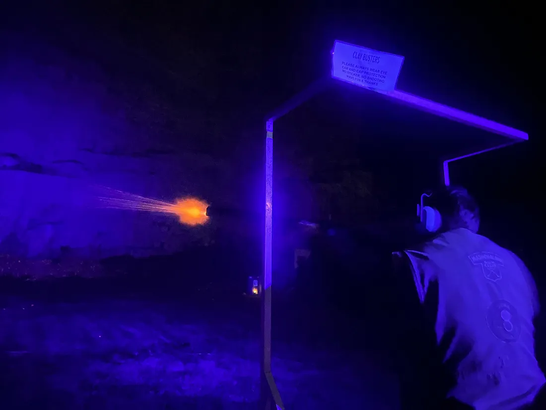Muzzle flash on a night shoot