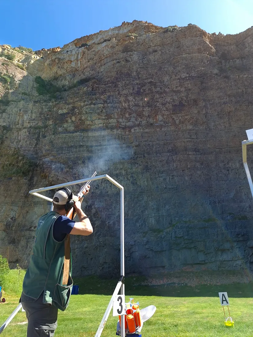 Follow-through, smoke still hanging