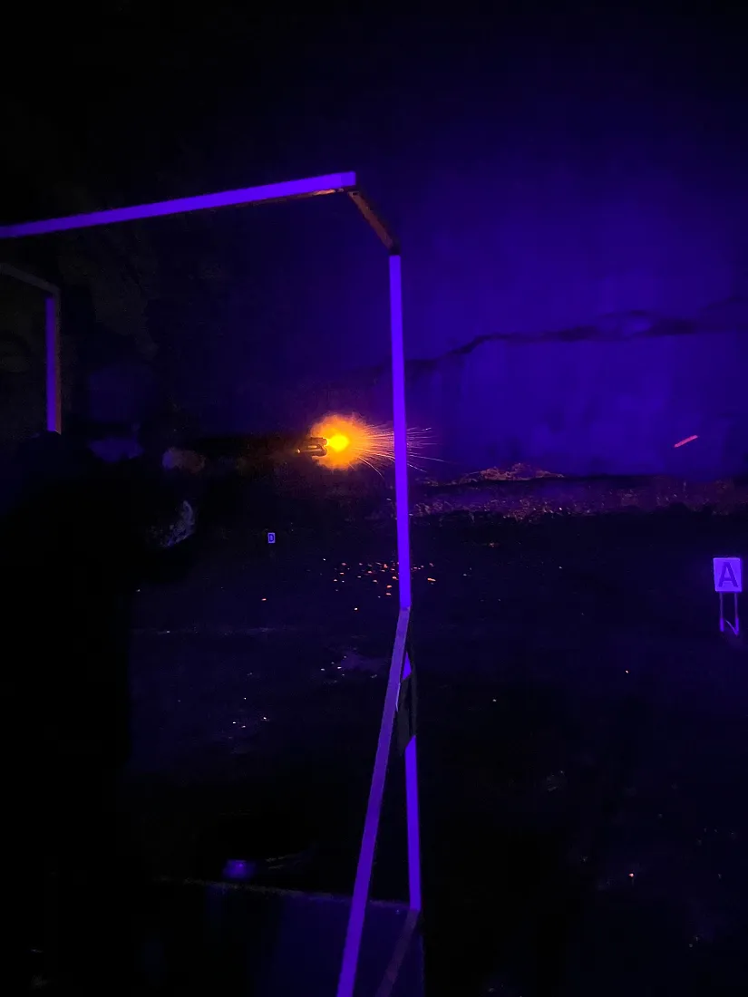 Muzzle flash on a night shoot