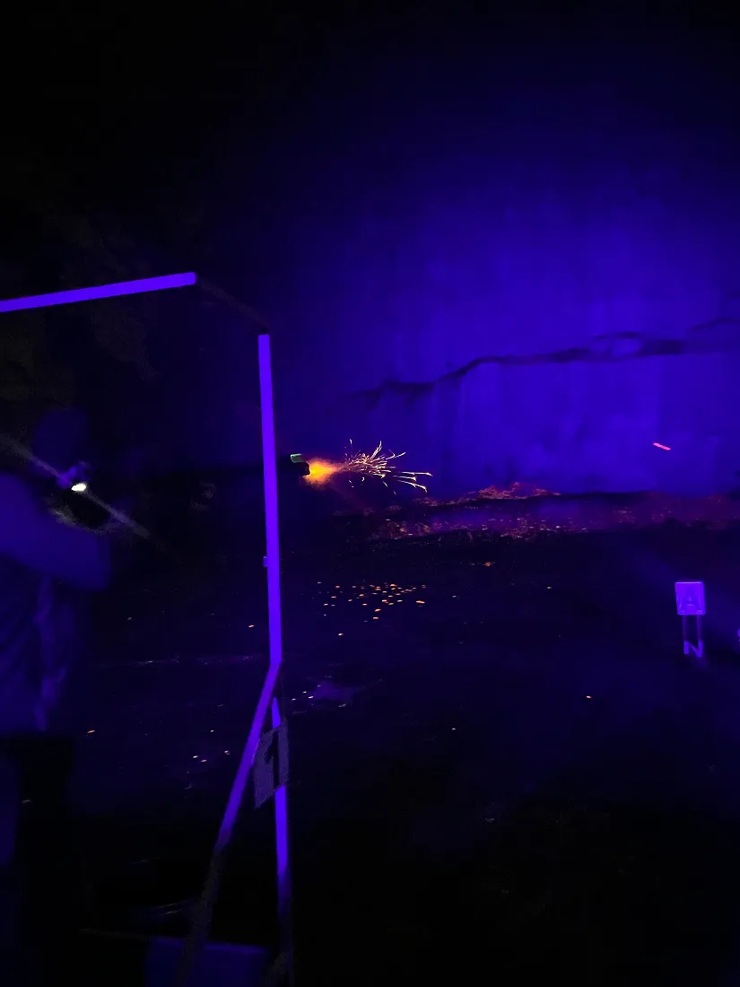 Muzzle flash on a night shoot